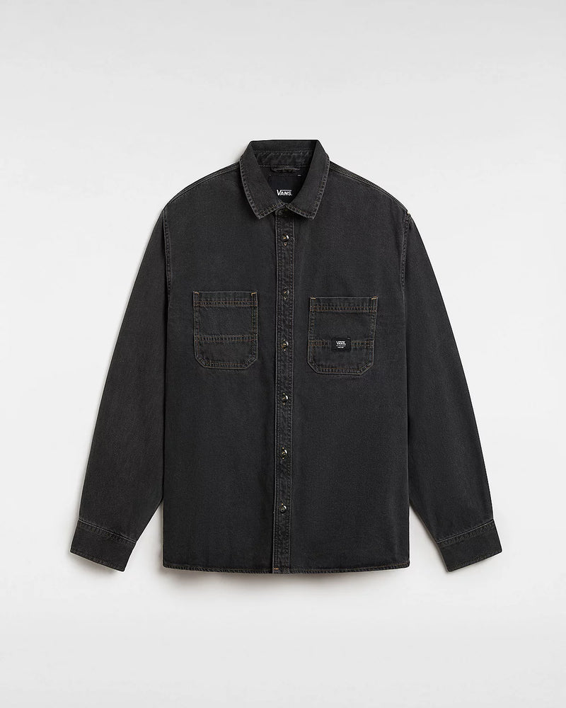 Load image into Gallery viewer, Vans Men&#39;s Stevens Denim Long Sleeve Woven Shirt Washed Black VN000HNTDAD
