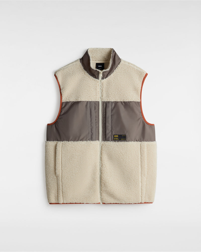 Load image into Gallery viewer, Vans Men&#39;s Trevor Sherpa Full Zip Vest Oatmeal/Bungee Cord VN000HPNDB8
