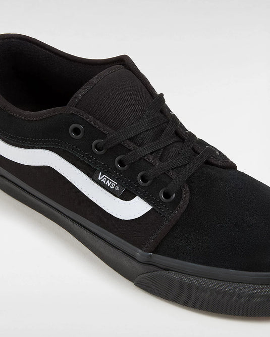 Vans Men's Chukka Low Sidestripe Shoes Black/Black/White VN0A5KQZB8C