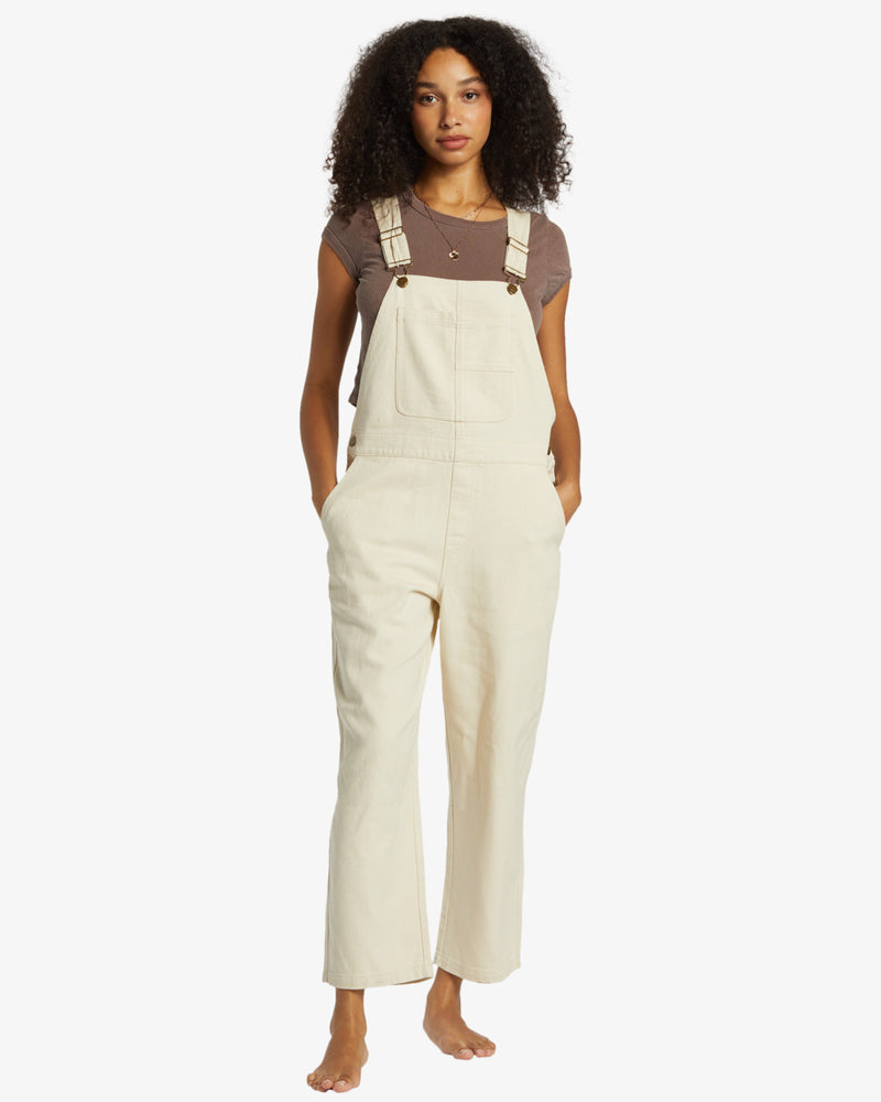 Load image into Gallery viewer, Billabong Women&#39;s Sand Canyon Denim Overalls White Cap ABJDP00159-WCP
