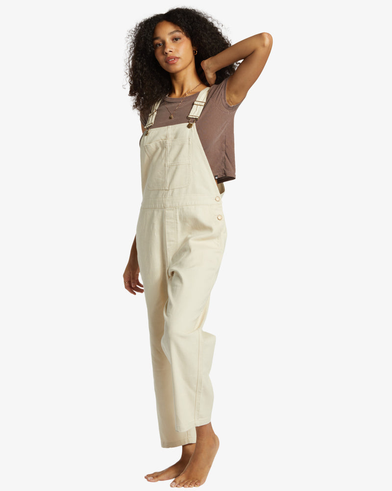 Load image into Gallery viewer, Billabong Women&#39;s Sand Canyon Denim Overalls White Cap ABJDP00159-WCP
