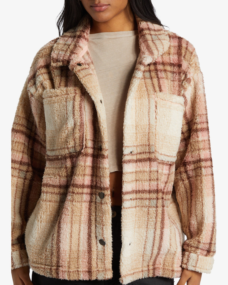 Load image into Gallery viewer, Billabong Women&#39;s Sundown Sherpa Jacket Dusty Peach ABJFT00487_MFN0
