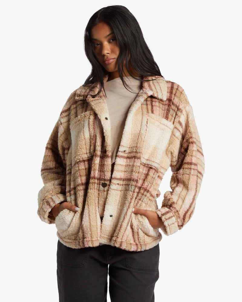 Load image into Gallery viewer, Billabong Women&#39;s Sundown Sherpa Jacket Dusty Peach ABJFT00487_MFN0
