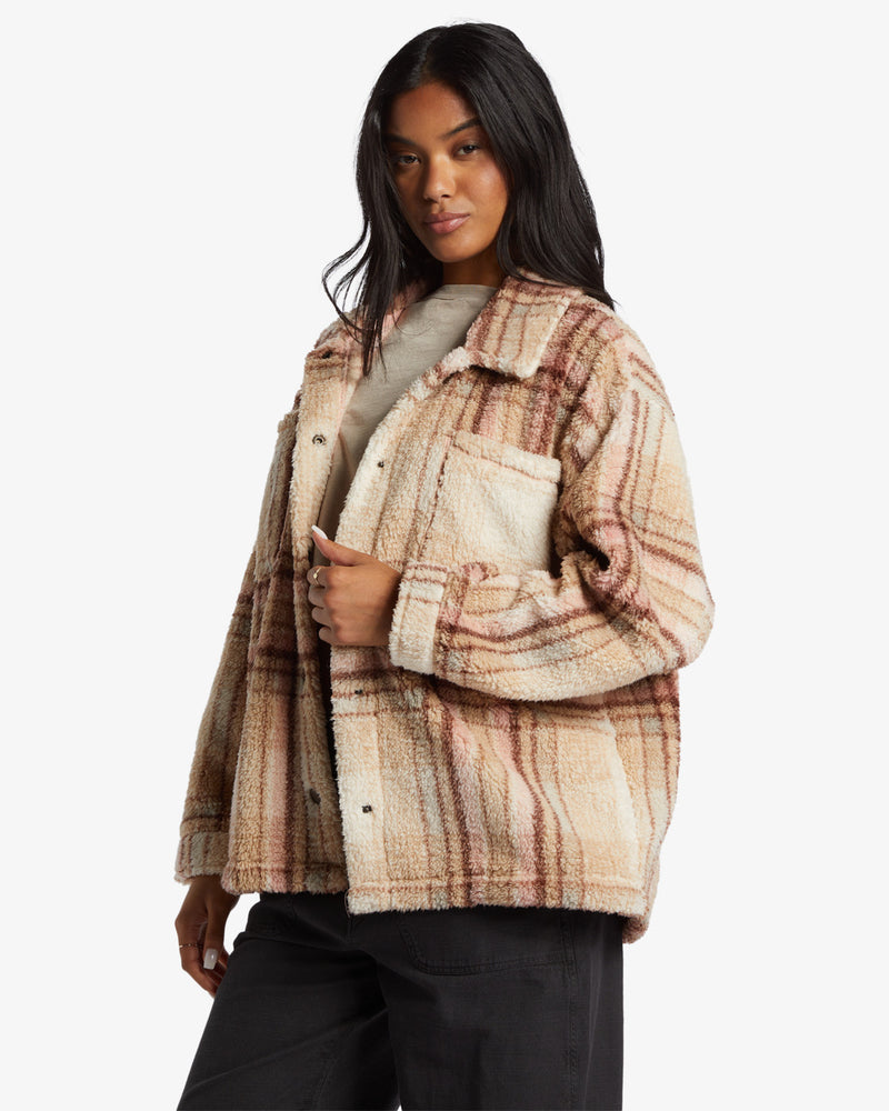 Load image into Gallery viewer, Billabong Women&#39;s Sundown Sherpa Jacket Dusty Peach ABJFT00487_MFN0
