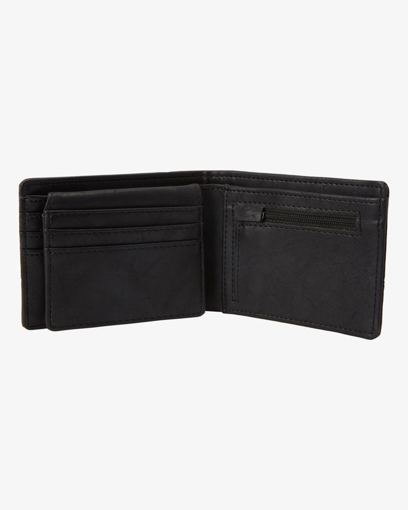 Load image into Gallery viewer, Billabong Men&#39;s Dimension Faux Leather Bi Fold Wallet Black/Grain ABYAA00224-KGI
