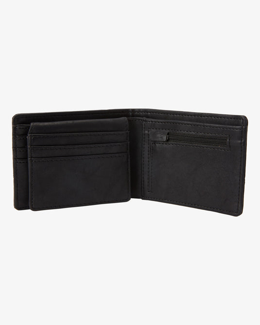 Billabong Men's Dimension Faux Leather Bi Fold Wallet Black/Grain ABYAA00224-KGI