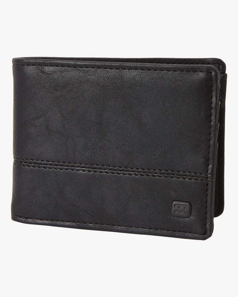 Load image into Gallery viewer, Billabong Men&#39;s Dimension Faux Leather Bi Fold Wallet Black/Grain ABYAA00224-KGI
