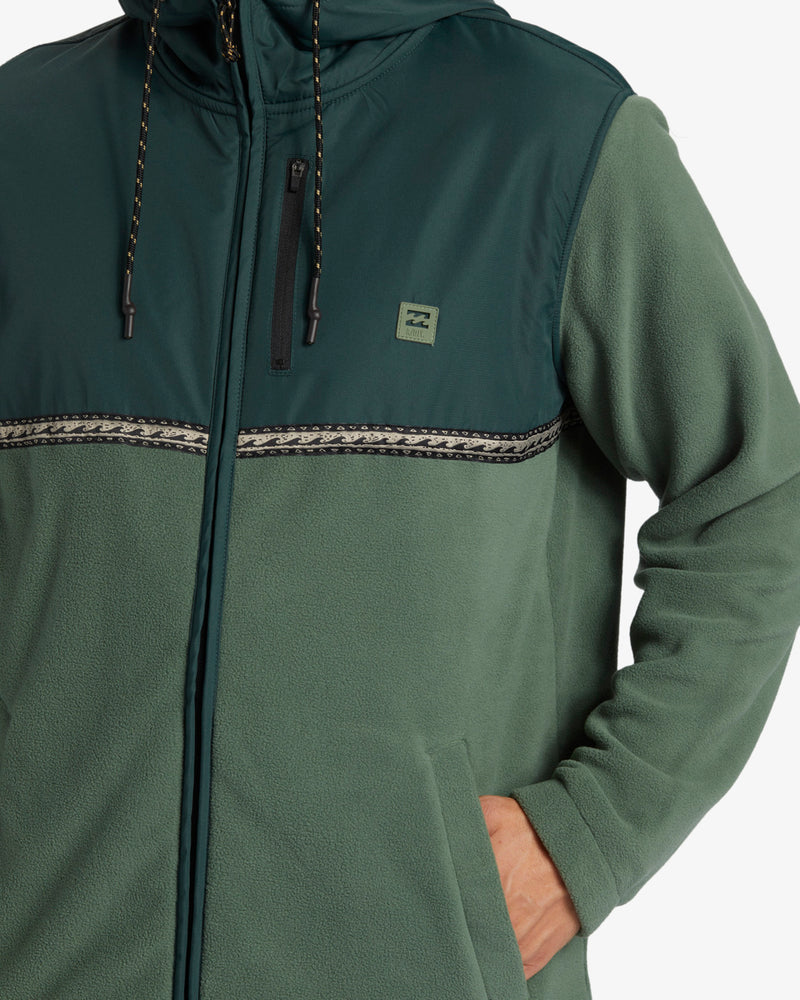 Load image into Gallery viewer, Billabong Men&#39;s Boundary Lite Zip-Up Hoodie Forest Green ABYFT00470-GTC0
