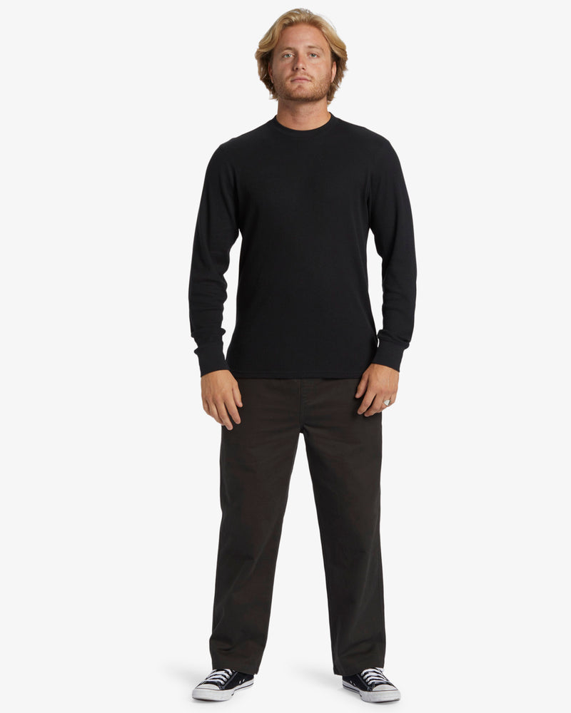 Load image into Gallery viewer, Billabong Men&#39;s Essential Long Sleeve Thermal Top Sweatshirt Black ABYKT00213-BLK
