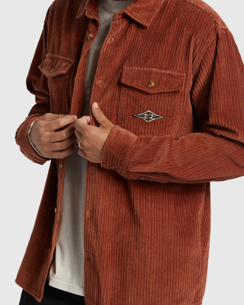 Load image into Gallery viewer, Billabong Men&#39;s Bong Days Long Sleeve Shirt Rust ABYWT00268_RST
