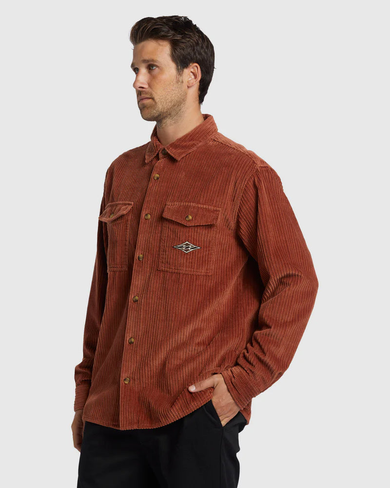 Load image into Gallery viewer, Billabong Men&#39;s Bong Days Long Sleeve Shirt Rust ABYWT00268_RST
