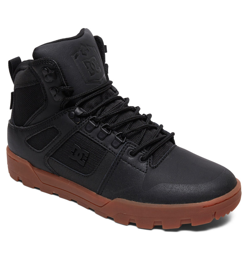 Load image into Gallery viewer, DC Men&#39;s Pure Hi - Water Resistant High Top Leather Boots Black/Gum ADYB100018_BGM
