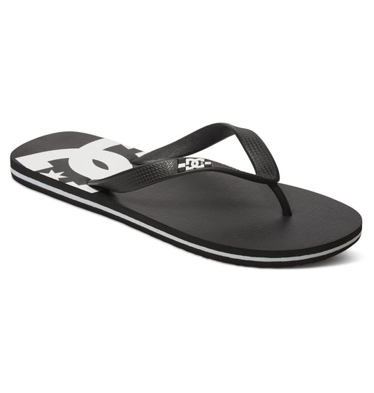 DC Men's Spray Flip Flops Black/Black/White ADYL100080-BLW