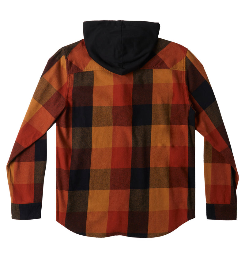 Load image into Gallery viewer, DC Men&#39;s Ruckus Hooded Long Sleeve Shirt Black Ar. Spice Chipmunk Plaid ADYWT03104_XKNC
