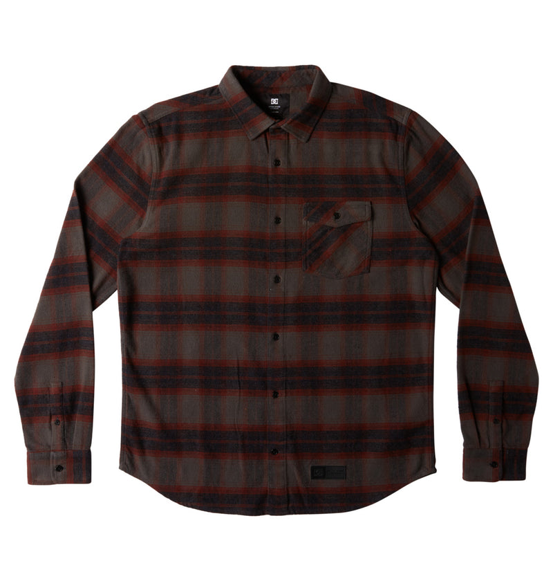 Load image into Gallery viewer, DC Men&#39;s Marshall Flannel Long Sleeve Shirt Pirate Black Plaid ADYWT03105_XKCK
