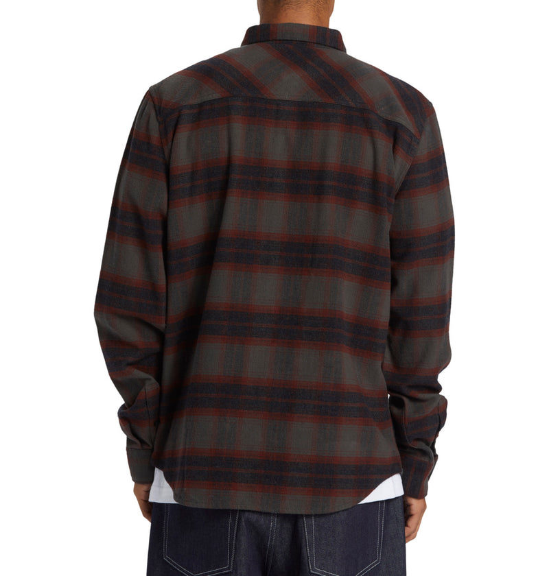 Load image into Gallery viewer, DC Men&#39;s Marshall Flannel Long Sleeve Shirt Pirate Black Plaid ADYWT03105_XKCK
