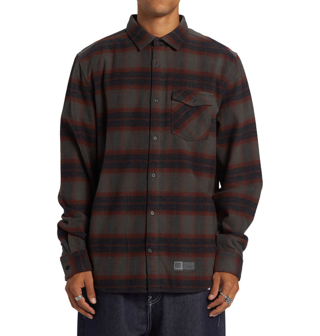 DC Men's Marshall Flannel Long Sleeve Shirt Pirate Black Plaid ADYWT03105_XKCK