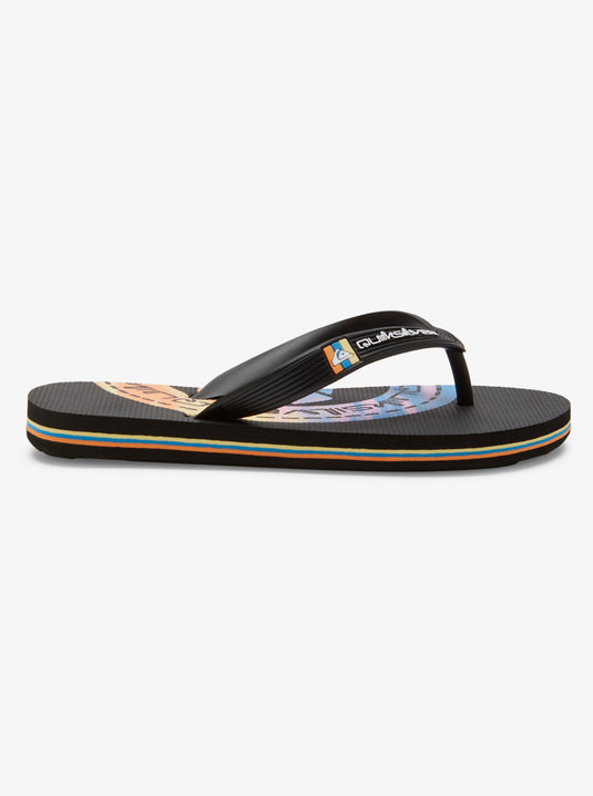 Quiksilver Kid's Molokai Art Beach Flip Flops Black/White/Black AQBL100596-XKWK