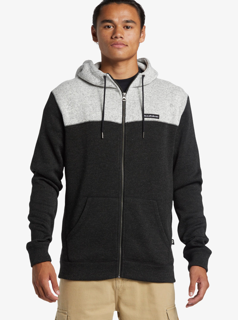 Load image into Gallery viewer, Quiksilver Men&#39;s Keller Block Zip-Up Hoodie Black Heather AQYFT03339-KVJH
