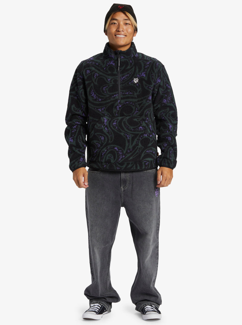 Load image into Gallery viewer, Quiksilver Men&#39;s Mercury Half Zip Fleece Black AQYFT03405_KVJ8
