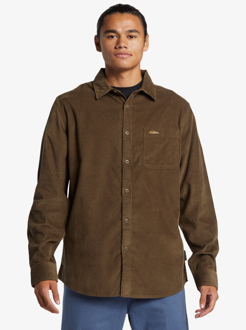 Load image into Gallery viewer, Quiksilver Men&#39;s Smoke Trail Corduroy Shirt Canteen Smoke AQYWT03359-CQP0
