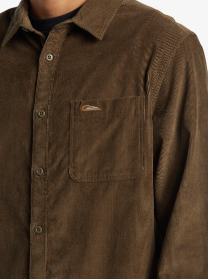 Load image into Gallery viewer, Quiksilver Men&#39;s Smoke Trail Corduroy Shirt Canteen Smoke AQYWT03359-CQP0
