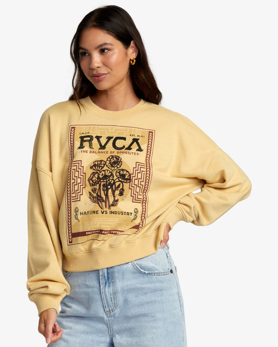 RVCA Women's Court Pullover Sweatshirt Sahara Sun AVJSF00319_YGD0