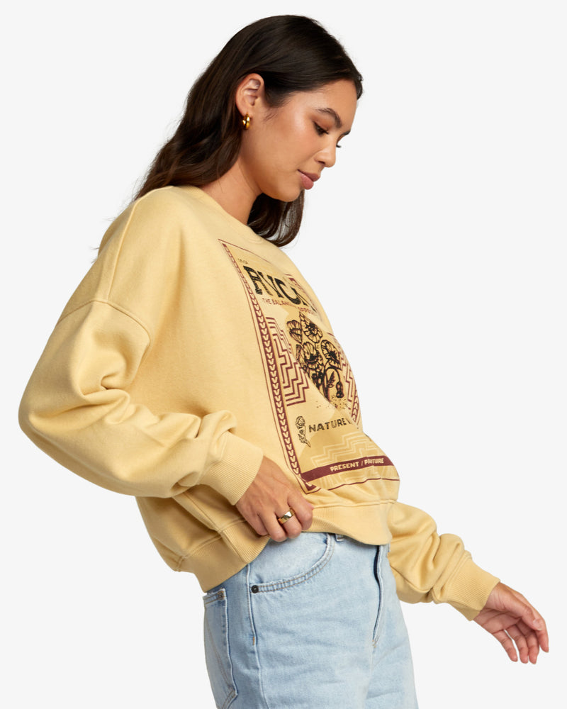 Load image into Gallery viewer, RVCA Women&#39;s Court Pullover Sweatshirt Sahara Sun AVJSF00319_YGD0
