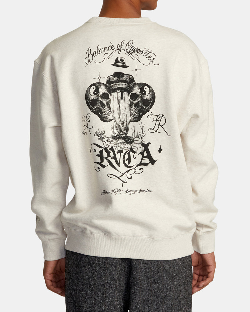 Load image into Gallery viewer, RVCA Men&#39;s Invisible Man Pullover Sweatshirt Oatmeal Heather AVYFT00371_OAH
