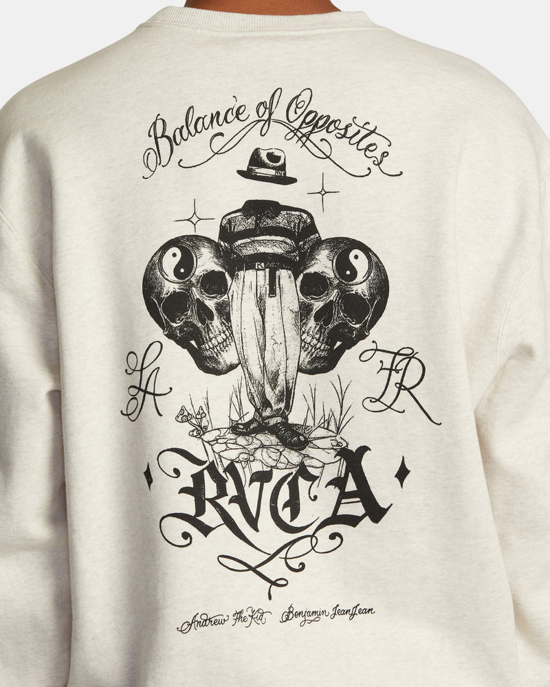 Load image into Gallery viewer, RVCA Men&#39;s Invisible Man Pullover Sweatshirt Oatmeal Heather AVYFT00371_OAH
