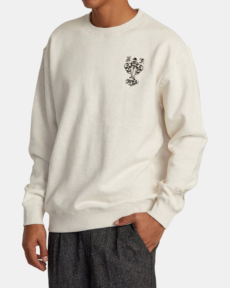 Load image into Gallery viewer, RVCA Men&#39;s Invisible Man Pullover Sweatshirt Oatmeal Heather AVYFT00371_OAH
