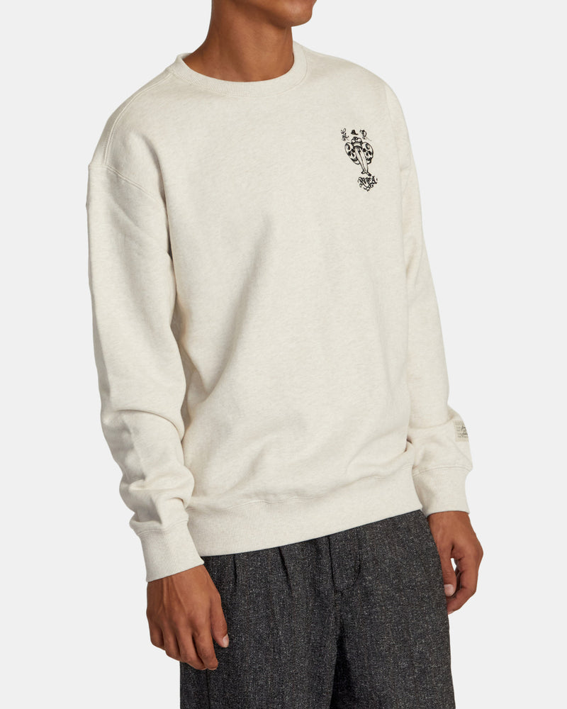 Load image into Gallery viewer, RVCA Men&#39;s Invisible Man Pullover Sweatshirt Oatmeal Heather AVYFT00371_OAH
