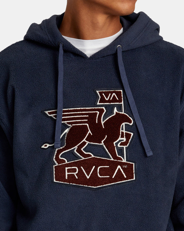 Load image into Gallery viewer, RVCA Men&#39;s Griffin Fleece Hodded Sweatshirt Moody Blue AVYFT00380_MDY
