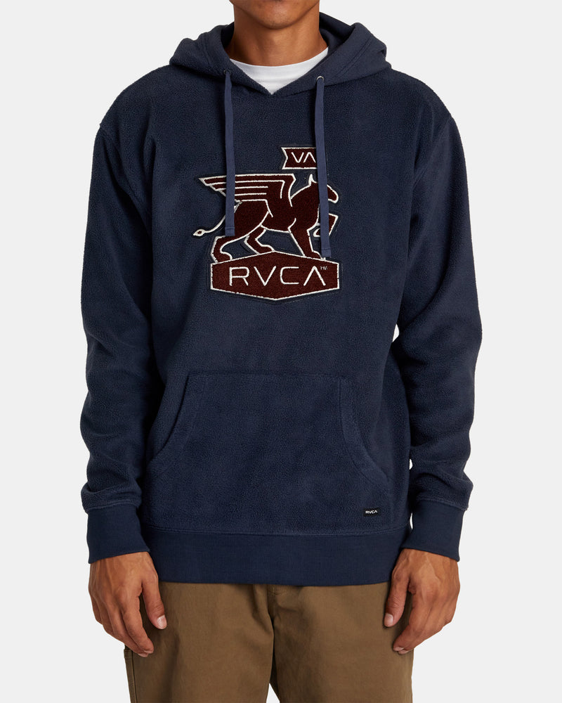 Load image into Gallery viewer, RVCA Men&#39;s Griffin Fleece Hodded Sweatshirt Moody Blue AVYFT00380_MDY
