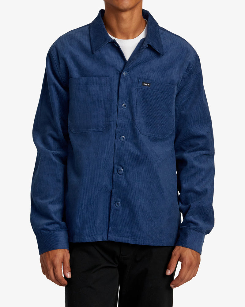 Load image into Gallery viewer, RVCA Men&#39;s Americana Corduroy Overshirt Dark Denim AVYJK00196-DDN
