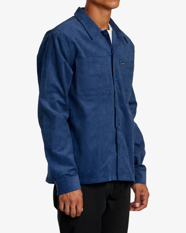 Load image into Gallery viewer, RVCA Men&#39;s Americana Corduroy Overshirt Dark Denim AVYJK00196-DDN
