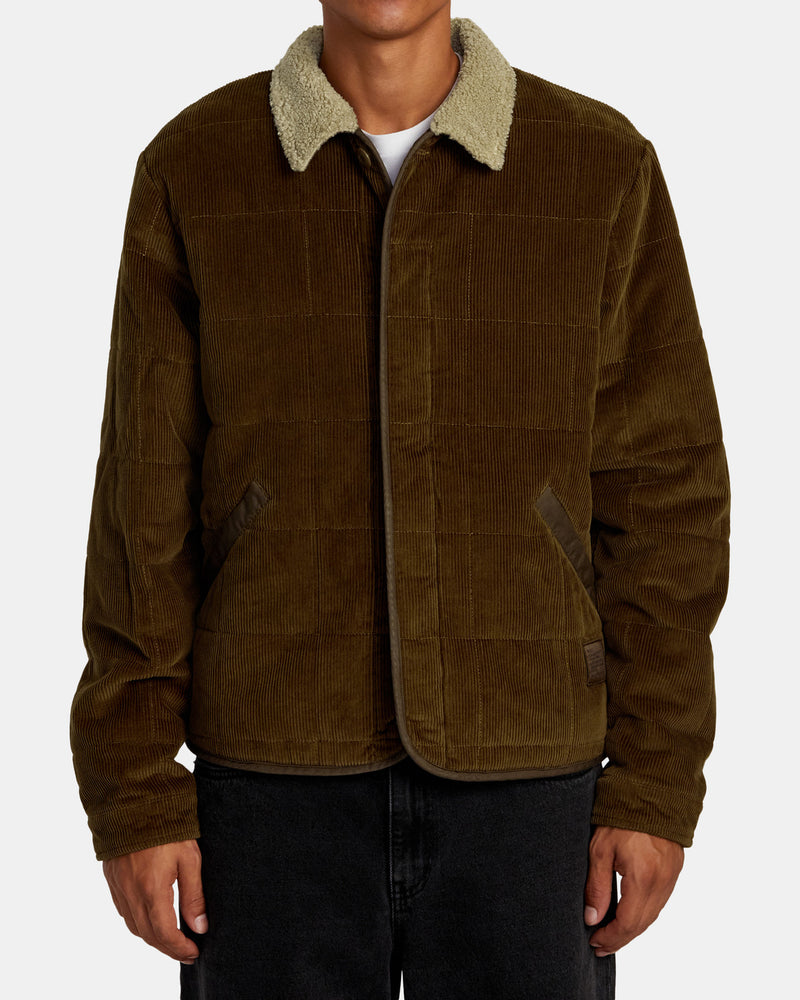 Load image into Gallery viewer, RVCA Men&#39;s Surplus Sherpa Puffer Jacket Chocolate AVYJK00262_CHO
