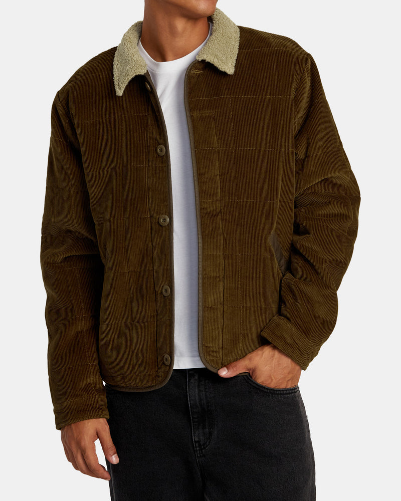 Load image into Gallery viewer, RVCA Men&#39;s Surplus Sherpa Puffer Jacket Chocolate AVYJK00262_CHO
