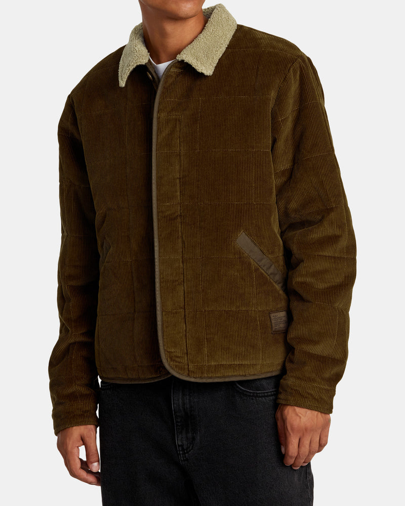 Load image into Gallery viewer, RVCA Men&#39;s Surplus Sherpa Puffer Jacket Chocolate AVYJK00262_CHO
