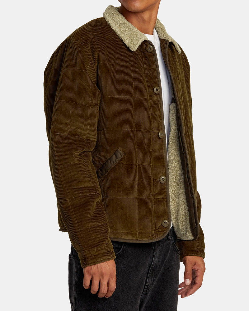 Load image into Gallery viewer, RVCA Men&#39;s Surplus Sherpa Puffer Jacket Chocolate AVYJK00262_CHO
