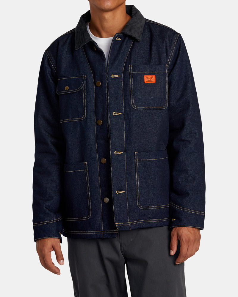 Load image into Gallery viewer, RVCA Men&#39;s Chainmail II Chore Jacket Blue Rinse AVYJK00267-BLI
