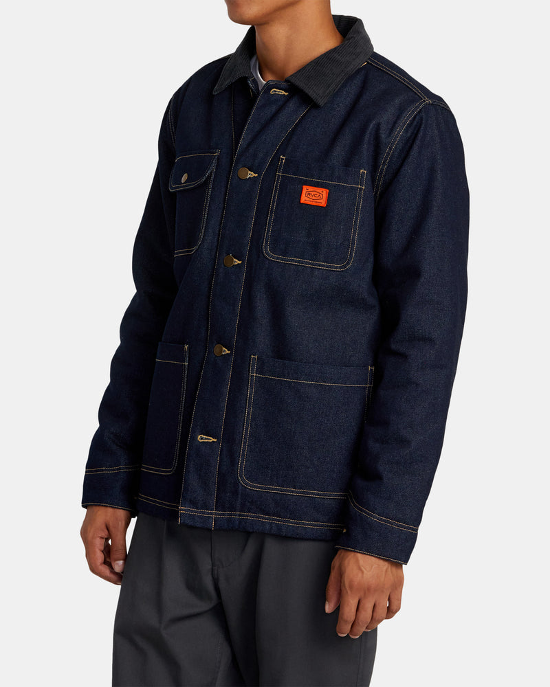 Load image into Gallery viewer, RVCA Men&#39;s Chainmail II Chore Jacket Blue Rinse AVYJK00267-BLI
