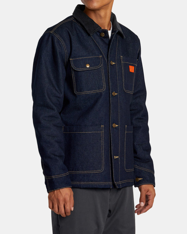 Load image into Gallery viewer, RVCA Men&#39;s Chainmail II Chore Jacket Blue Rinse AVYJK00267-BLI
