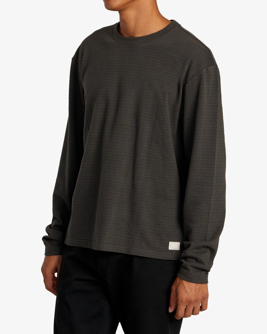 RVCA Men's Vacancy Crew Long Sleeve Sweatshirt Pirate Black AVYKT00313-PTK