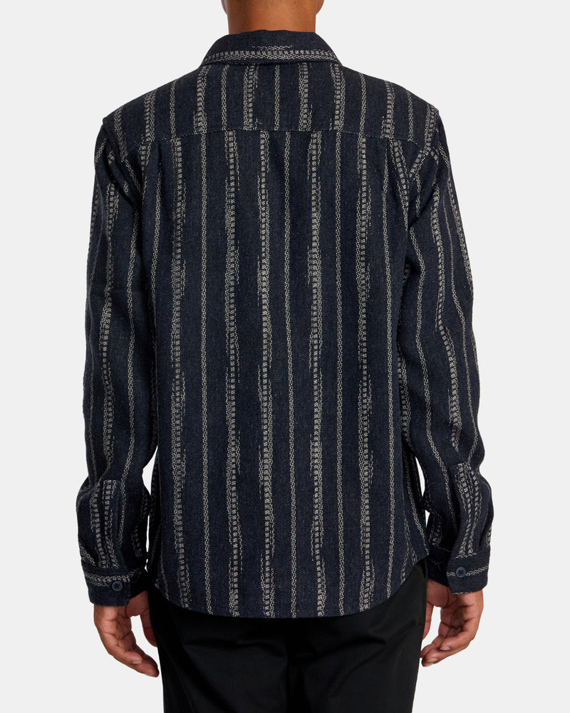 Load image into Gallery viewer, RVCA Men&#39;s Blanket Long Sleeve Shirt Indigo AVYWT00366-IND
