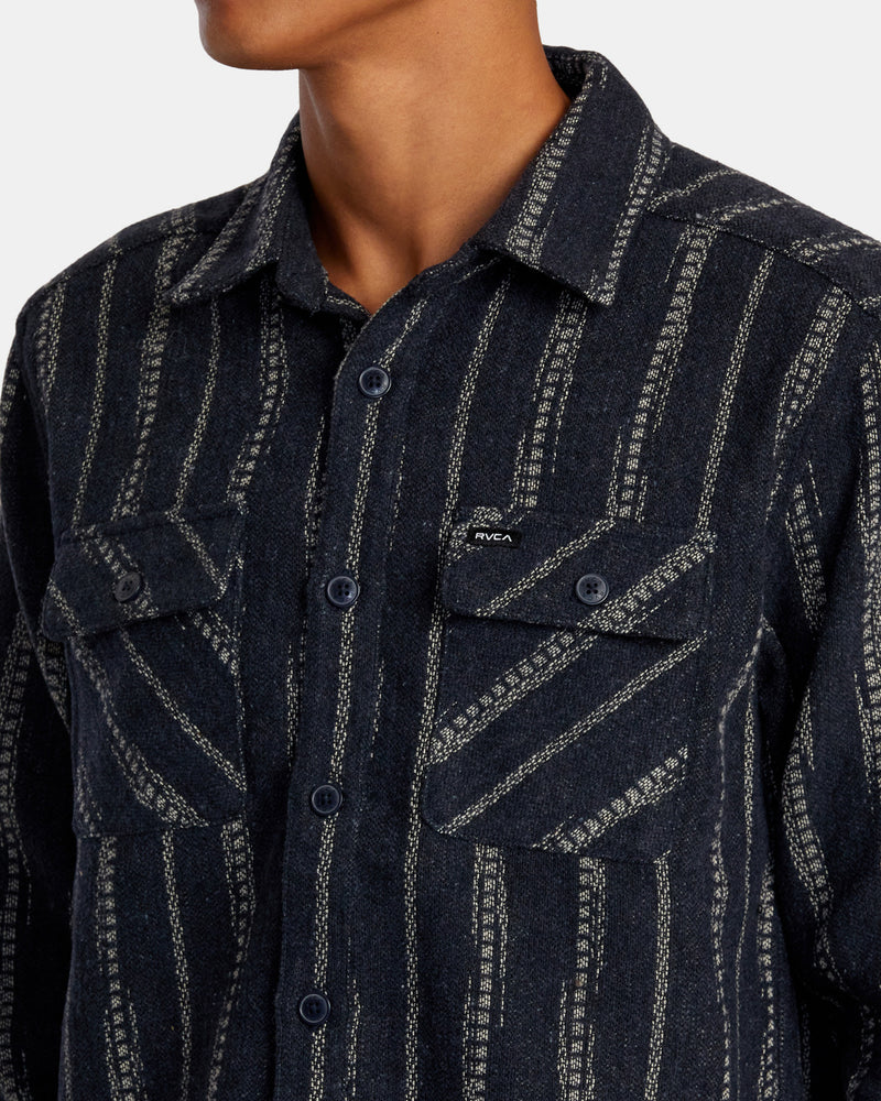 Load image into Gallery viewer, RVCA Men&#39;s Blanket Long Sleeve Shirt Indigo AVYWT00366-IND
