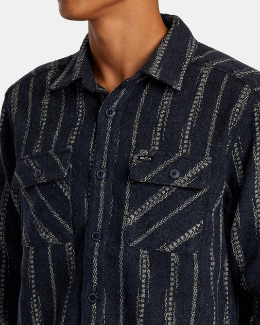 RVCA Men's Blanket Long Sleeve Shirt Indigo AVYWT00366-IND