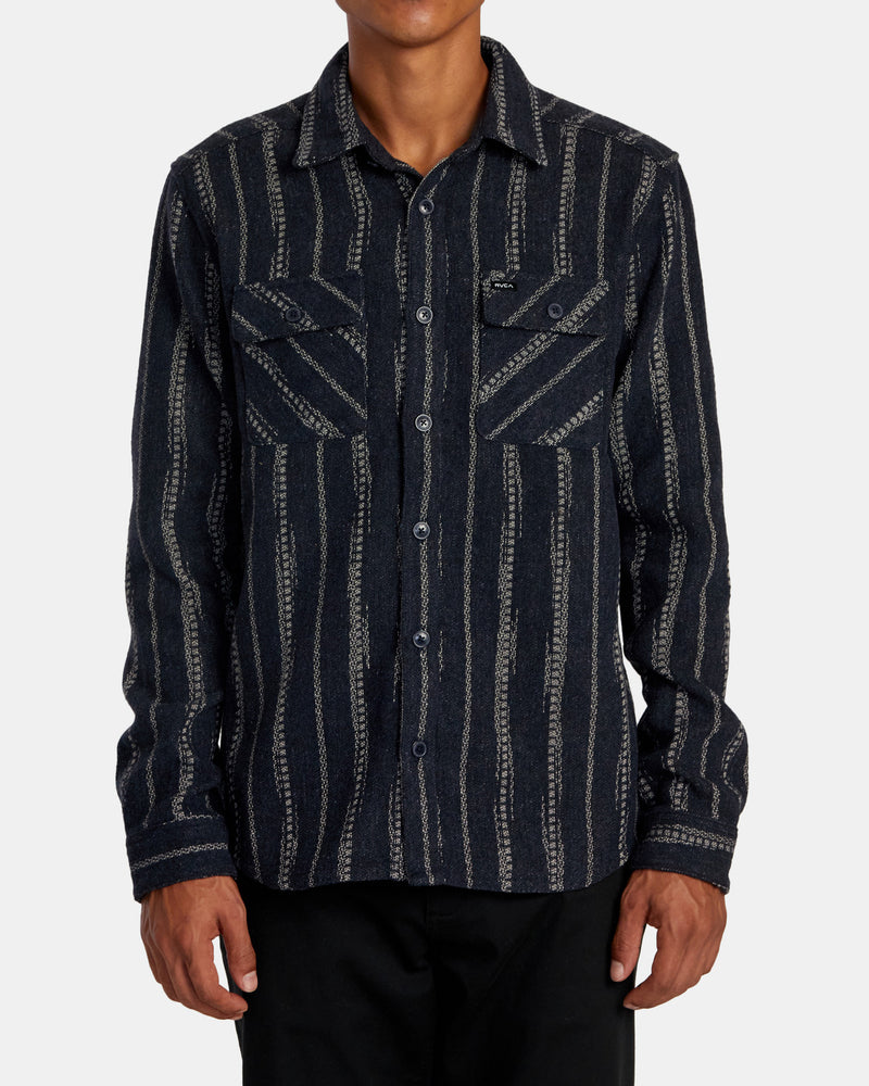 Load image into Gallery viewer, RVCA Men&#39;s Blanket Long Sleeve Shirt Indigo AVYWT00366-IND
