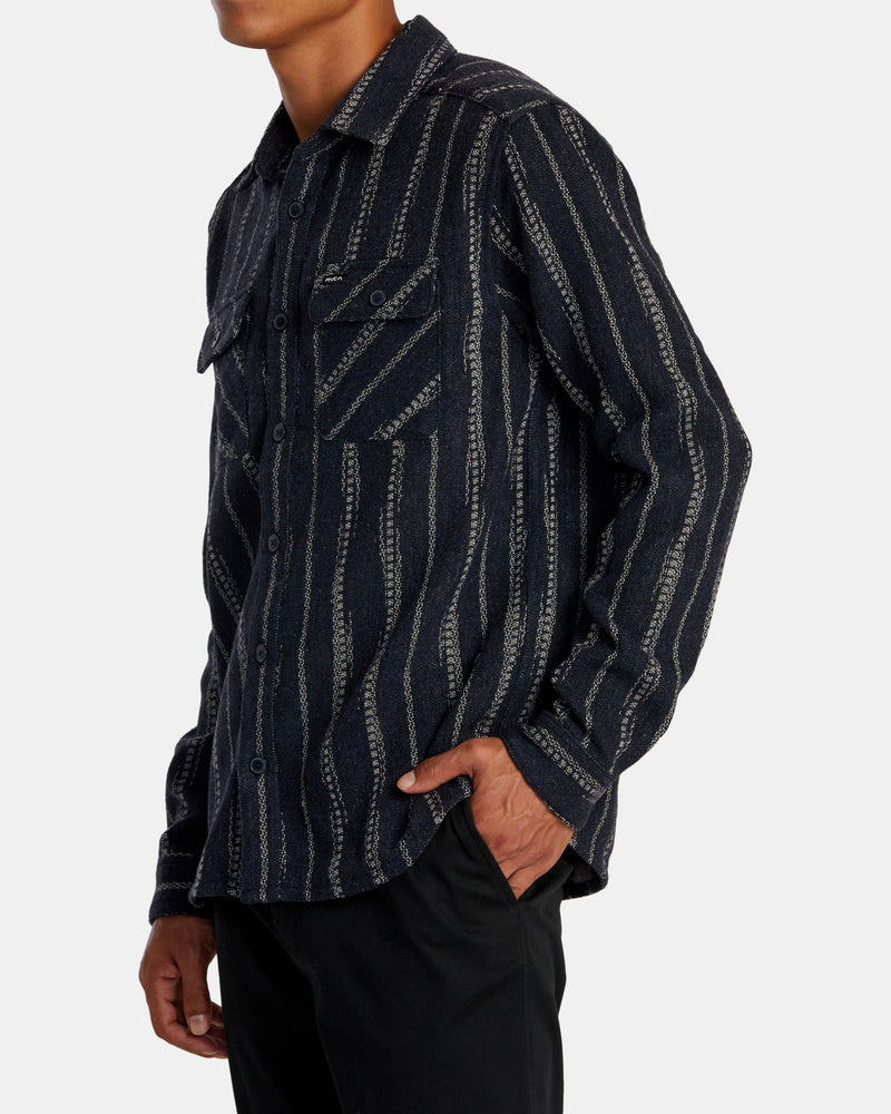 Load image into Gallery viewer, RVCA Men&#39;s Blanket Long Sleeve Shirt Indigo AVYWT00366-IND
