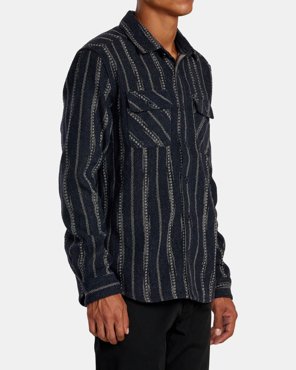 Load image into Gallery viewer, RVCA Men&#39;s Blanket Long Sleeve Shirt Indigo AVYWT00366-IND
